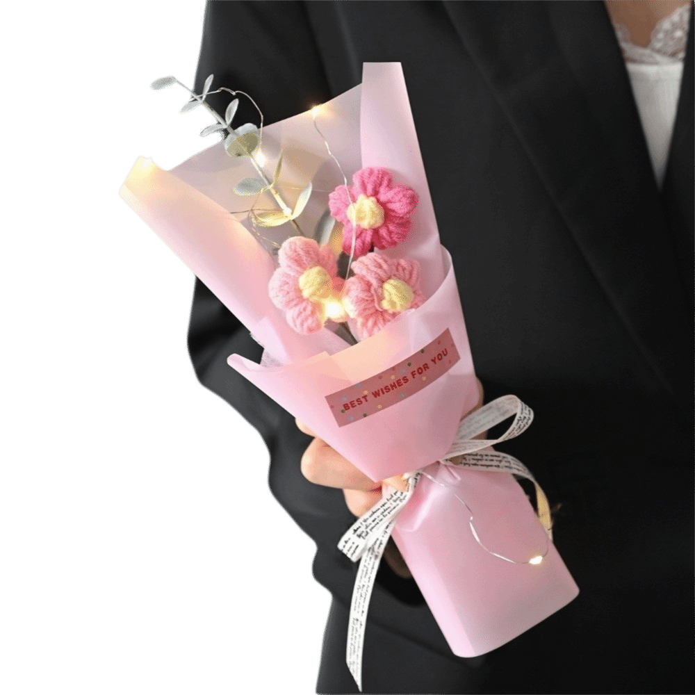 Photography Artificial Lighting - Knitted Crochet Flowers Bouquet LED Lights