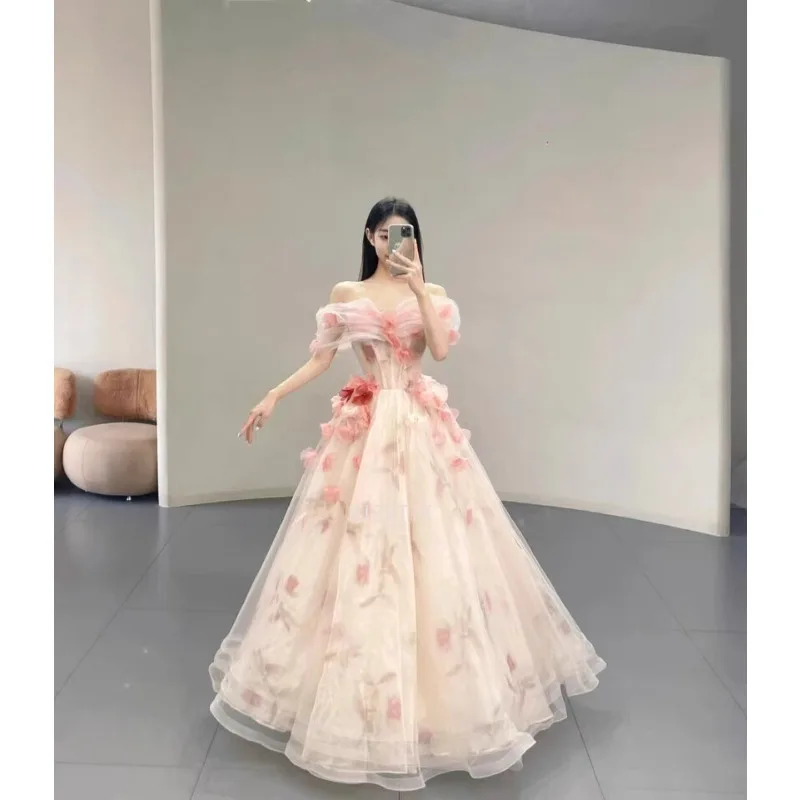 Photography Lighting For Clothing - Korea Floral Off Shoulder Wedding Dresses