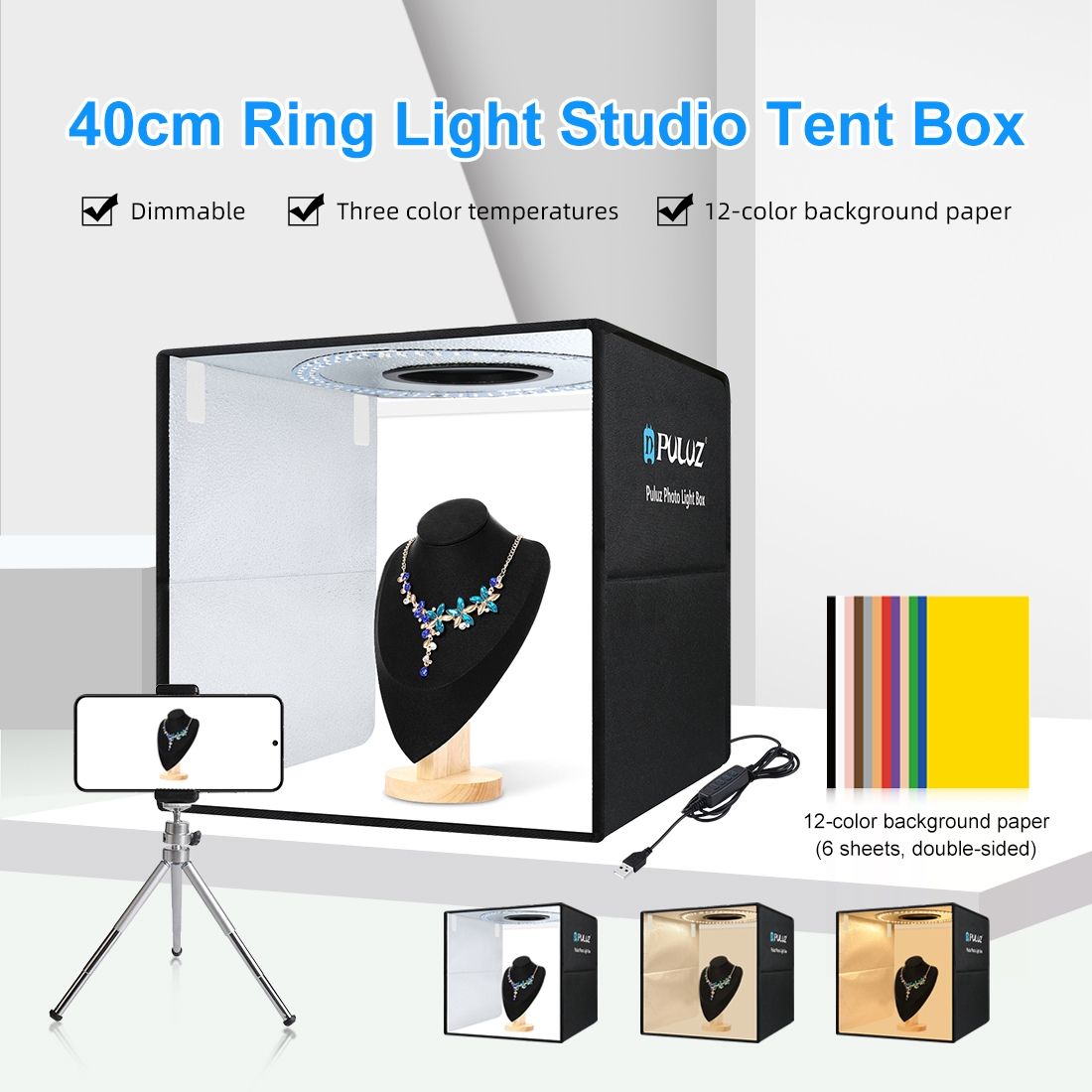 PULUZ 40cm Folding Portable Ri - Photography Lighting Styles ulasan dan harga