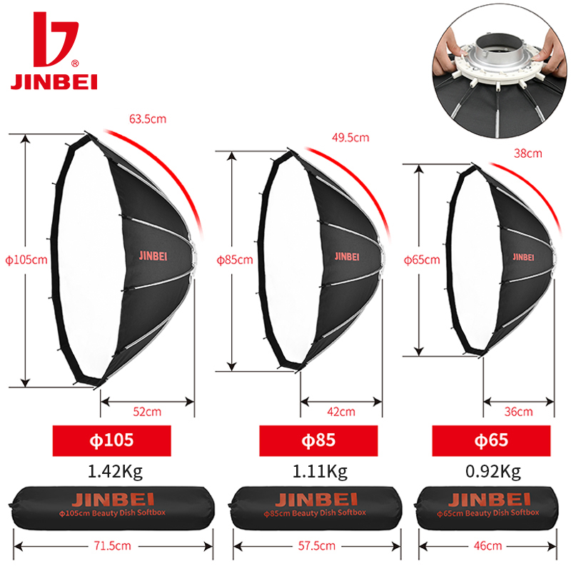 JINBEI 65  Quick Open Paraboli - Photography Lighting Mount ulasan dan harga