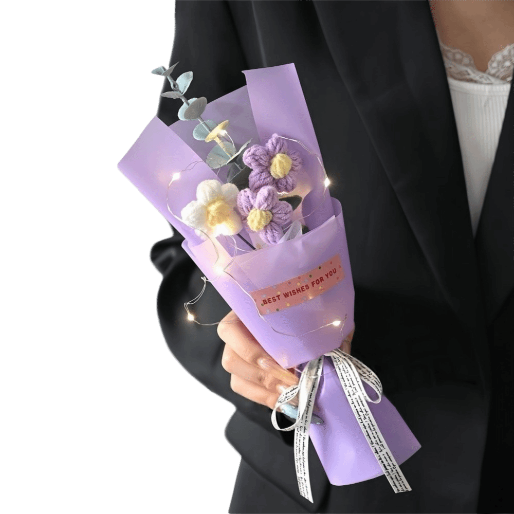 Knitted Crochet Flowers Bouque - Photography Artificial Lighting ulasan dan harga