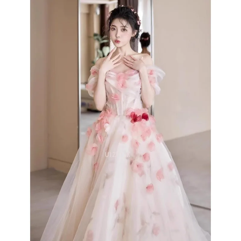 Korea Floral Off Shoulder Wedd - Photography Lighting For Clothing ulasan dan harga