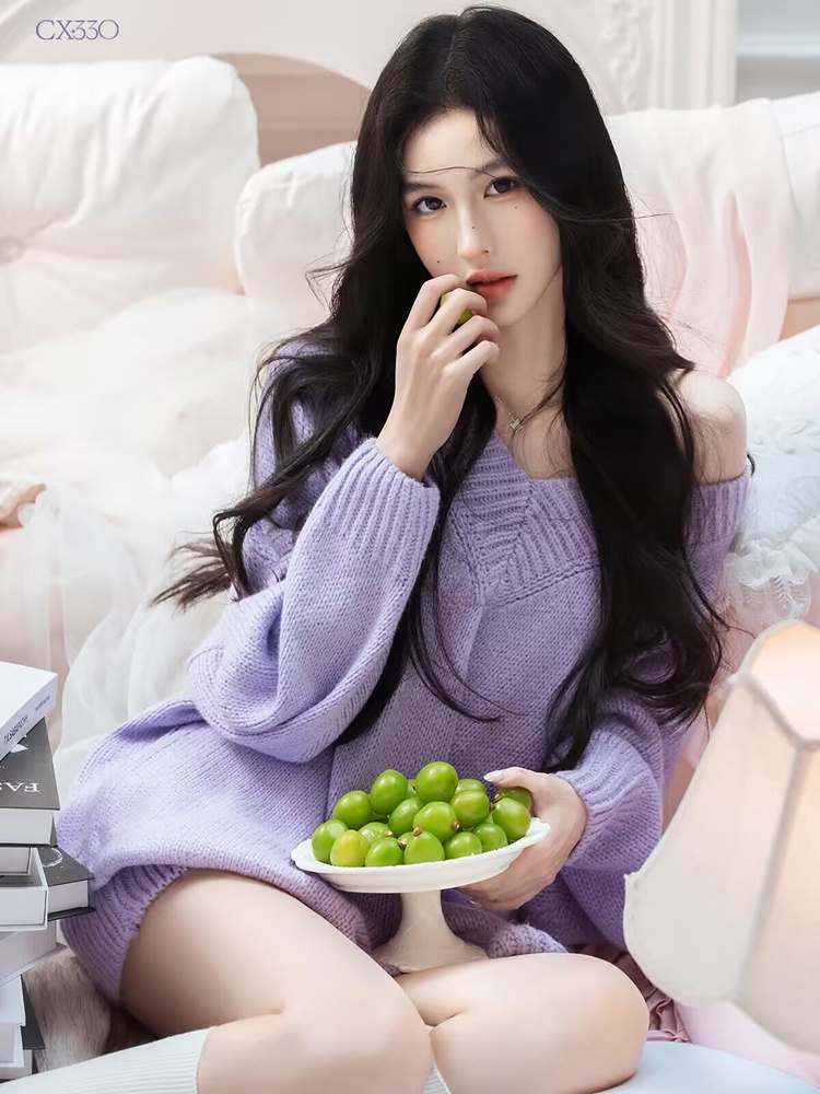 Autumn Winter Purple Sweater O - Photography Lighting Styles ulasan dan harga